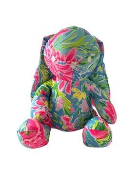 NWOT Lilly Pulitzer Pink Blue Zanzibar Blue Bunny Business Rabbit Stuffed Animal